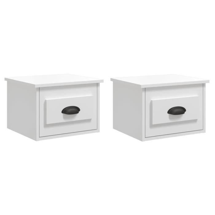 VidaXL Wall-mounted Bedside Tables 2 Pcs High Gloss White 41.5x36x28 Cm 816381