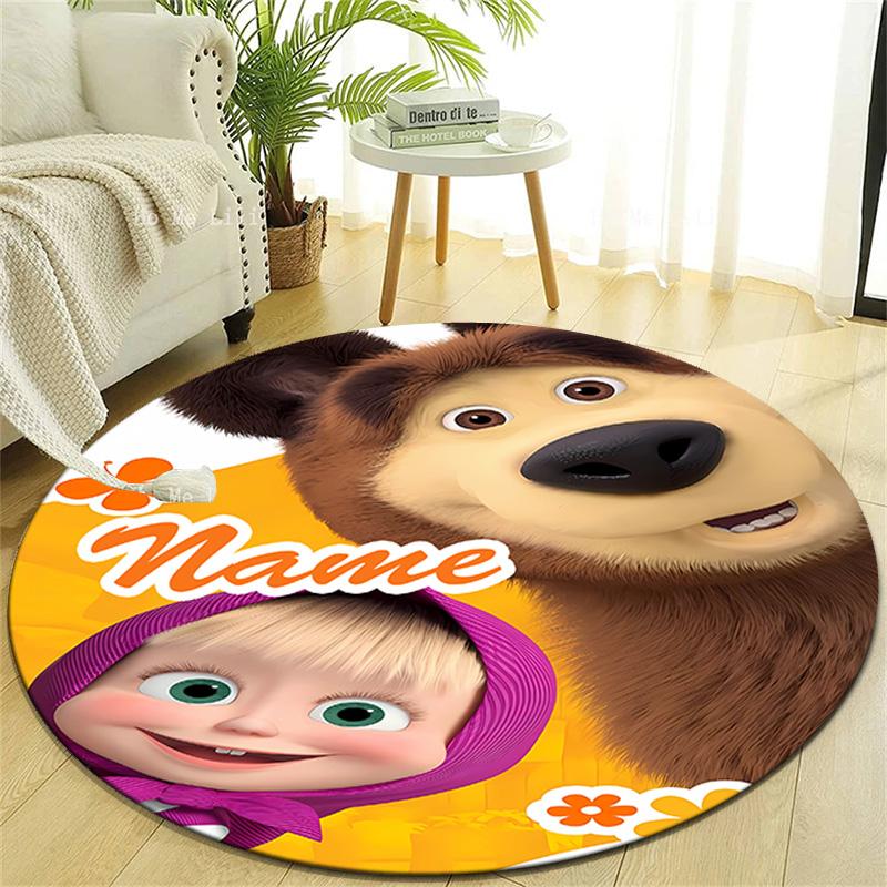 Personalized M-Masha and the Bear Round Chair Office Rug - Perfect for Mat, Office Chair & More - Ideal Gift for Birthdays and Holidays
