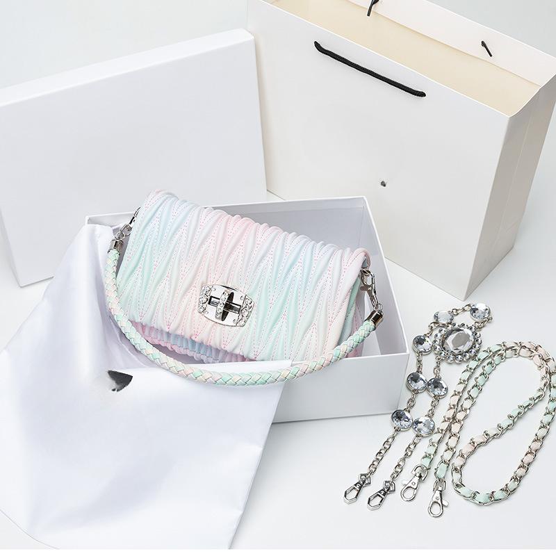 Korean Version of High End Pleated Cloud Bag Light Luxury New Rhinestone Chain Underarm Bag One Shoulder Crossbody Handbag for Women