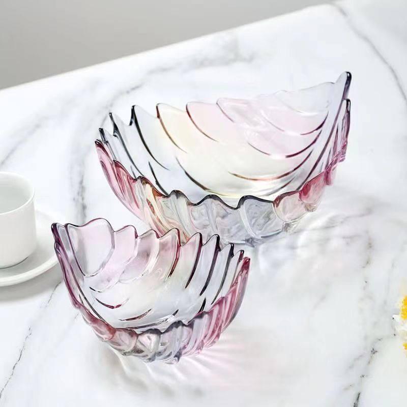 Flavinmci Crystal Glass Leaf Fruit Bowl