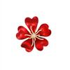 Red Heart Petal Flower Brooch Sparkling Rhinestone Center Gold Accents Perfect For Wedding Parties Office Wear