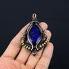 Blue Sapphire Gemstone Pure Copper Wire Wrapped Designer Handmade Pendant Jewelry For Wedding Gift