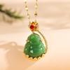 Popular European and American hip-hop style Buddha pendant jewelry female, synthetic zircon exquisite personalized portrait necklace