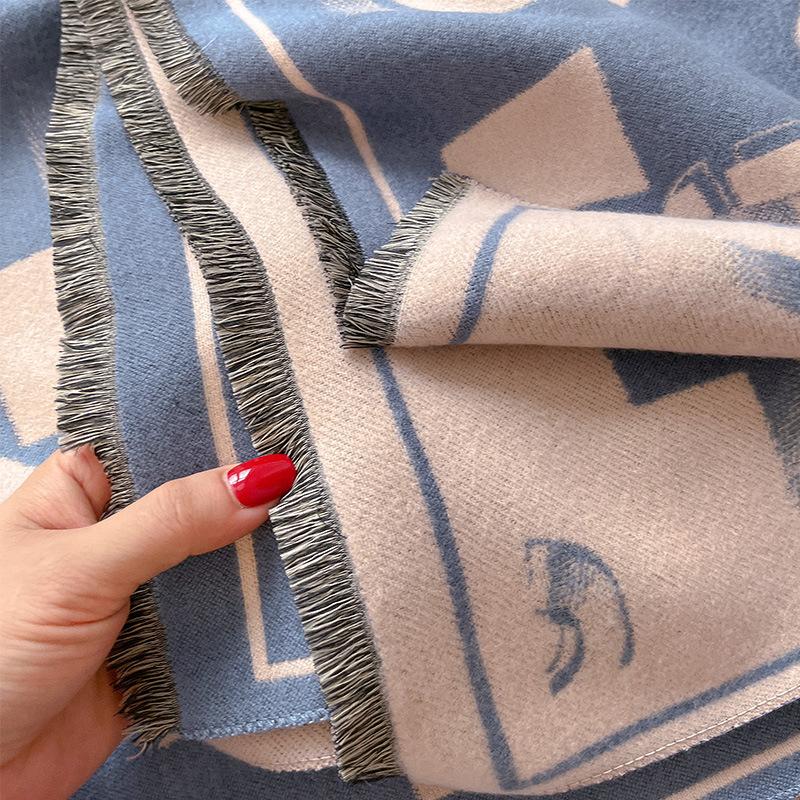 letter circulation diagram, simple style printing elements, women's imitation cashmere warm scarf, air conditioner shawl circumference