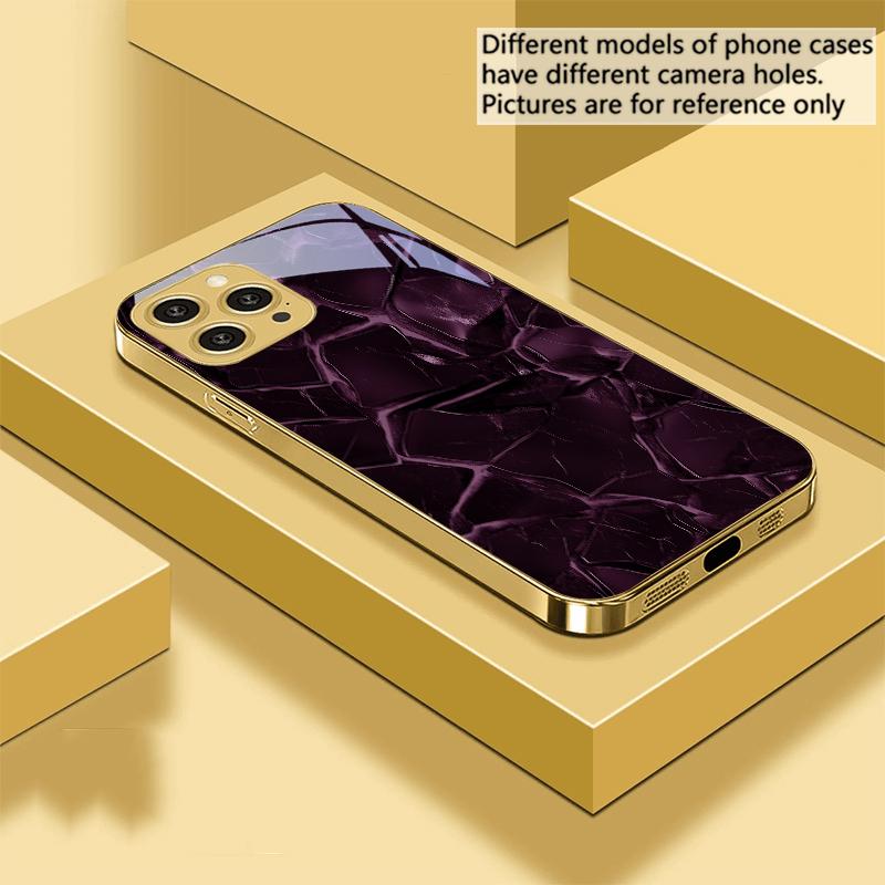 Red Lava Texture Pattern For IPhone 16 Pro Max 15 P Ro 14 13 Plus 12 Mini 11Pro Max XS Max XR Golden Tempered Glass Phone Case