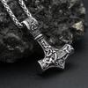 Vintage Classic Vikings Thor Mjolnir Hammer Pendant Necklace Men's Stainless Steel Nodic Amulet Pagan Jewelry Gifts