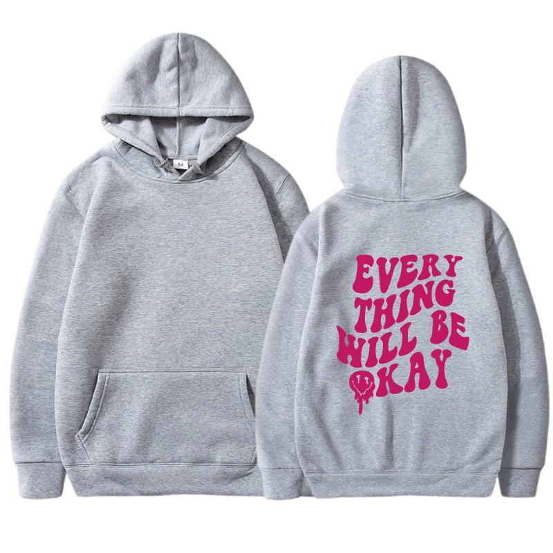 Oversized Hooded Sweatshirt Women Men Long Sleeve Fleece Lined Casual Streetwear With Letter Print