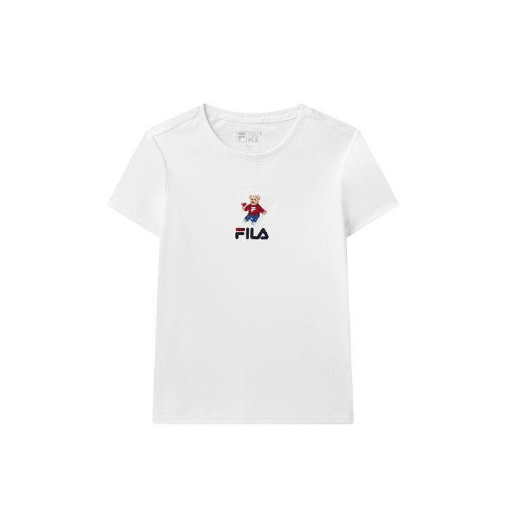 

Футболка с круглым вырезом Fila Bear с принтом, женские топы, белая F11W118152F-WT