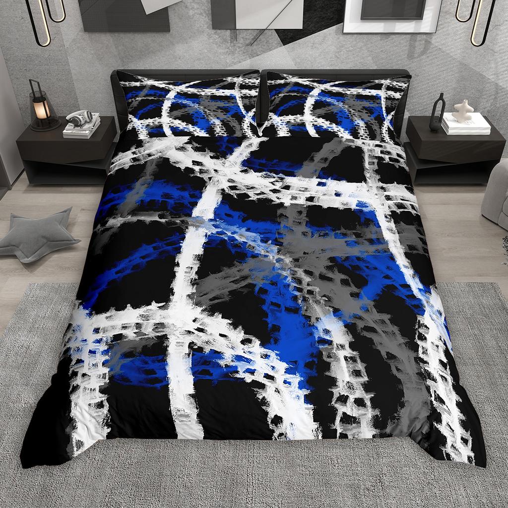 Homewish Geometric Stripes Duvet Cover Set 2Pcs/3Pcs Vintage Oil Painting Bedding Set Aesthetic Brush Strokes Comforter Cover