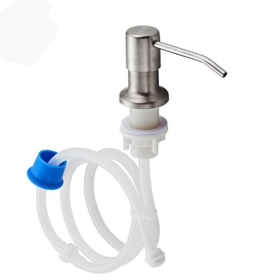 Stainless Steel Soap Dispenser Pump Head with Extended Silicone Tube Hand Soap Dish Soap Dispenser Pump No-Refill Pump Head