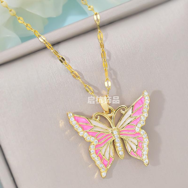 Butterfly Necklace Women'S Design Trend Painted Pendant Collarbone Chain