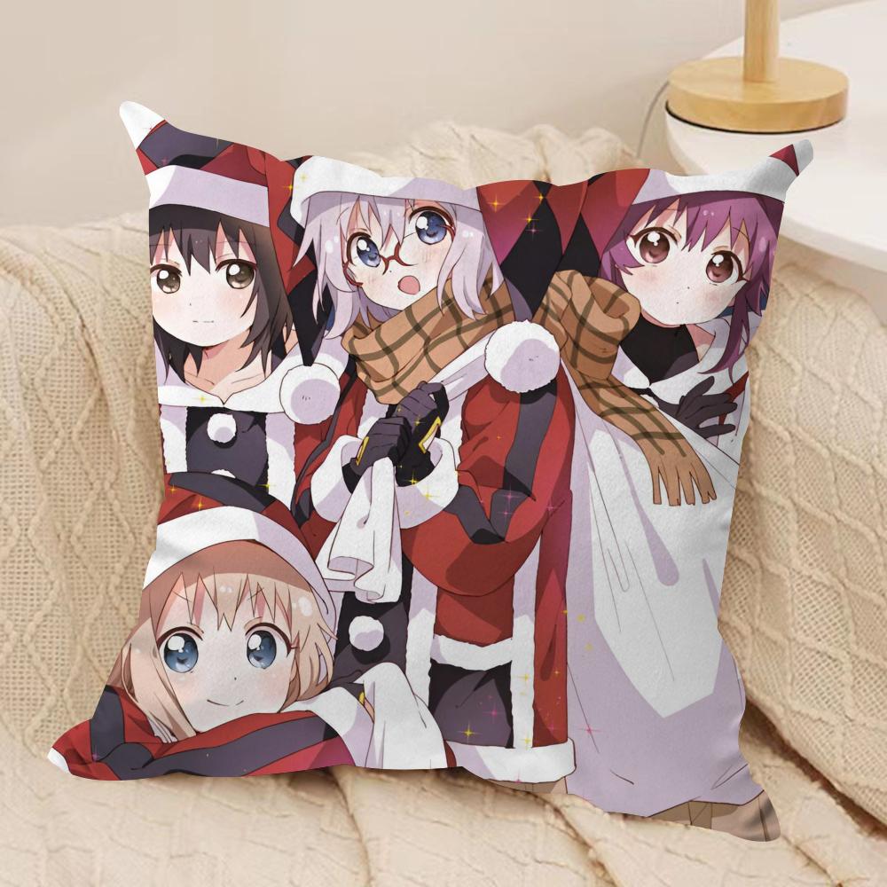 Yuru Yuri Cushion Cover Soft Plush Fabric DoubleSided Printed Sofa Cushion Cover for All Seasons Home Decor Gift