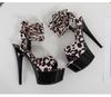 Dámské letní sandály Boty na tenkém podpatku sexy černé vodotěsné leopardí pantofle řady 181 20cm podpatek 10cm platforma LFD
