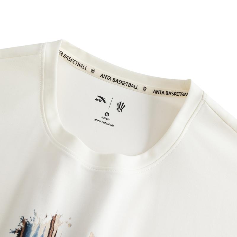 Anta Kyrie Series Basketball Logo Print Classic Simple Fashion Trendy Versatile Casual Comfortable Crew Neck Pullover Loose Couple T-Shirt 972621107-1