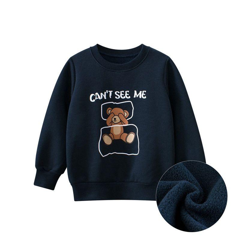 27home Children s Clothing Autumn and Winter Child Bear Brushed Hoody Girl Polar Fleece Pullover Women s Baby Fleece Clothes H2050 Noble Blue 140