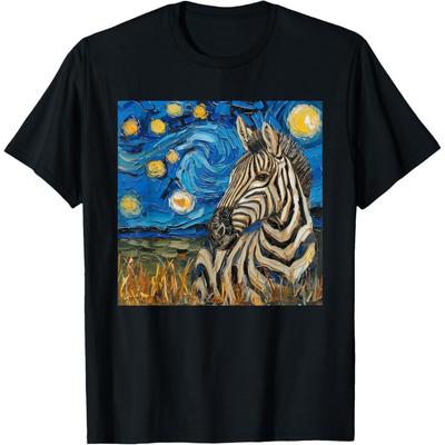 Zebra Van Gogh Style Starry Night T-Shirt