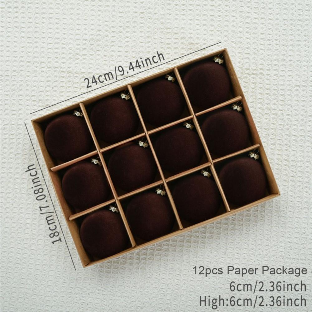 12pcs Christmas Ball Ornaments Set 2.36inch Velvet Christmas Balls with Hanging Hoop Tree Decorations for Home Decor Xmas Party