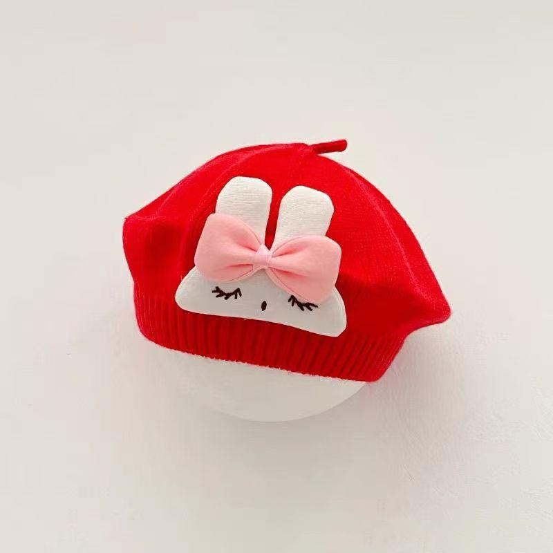 

Милый мультяшный кролик детские береты шапки мягкие детские береты шапки осень зима однотонные шапки милые теплые детские чепчики подарки красный