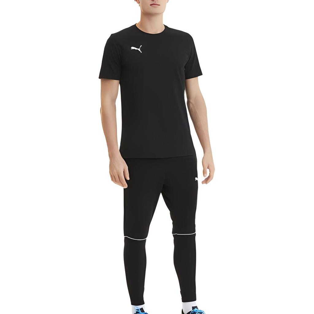 Puma Jednofarebné priedušné tričko s krátkym rukávom a okrúhlym výstrihom pre mužov Čierne 656578-03