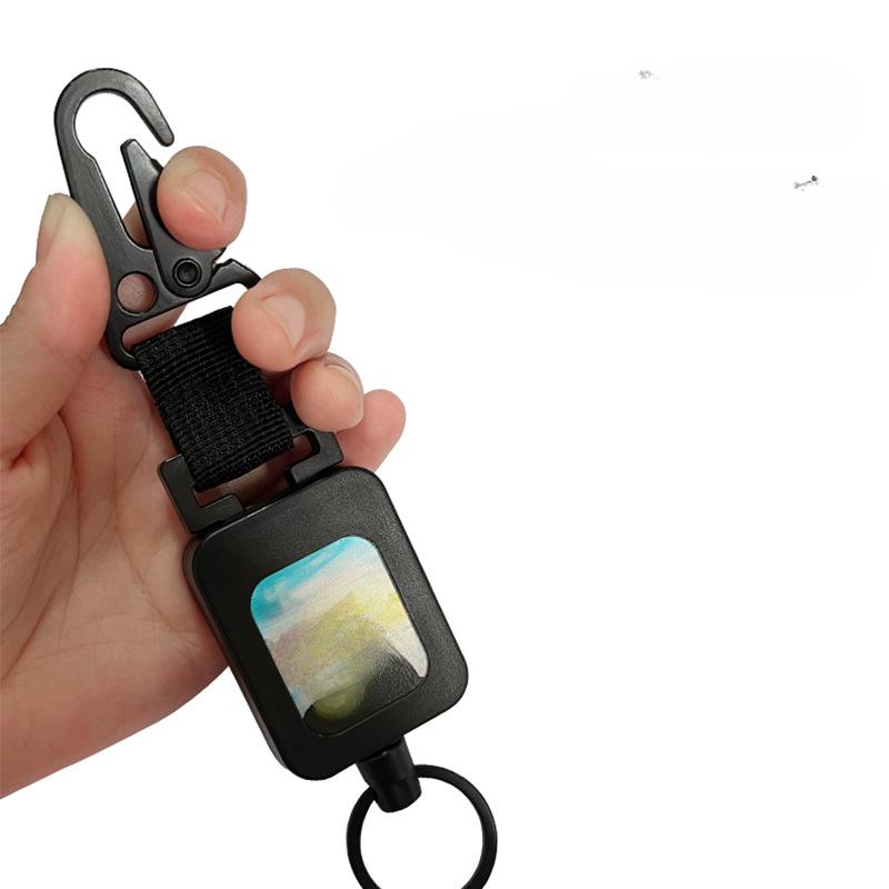 Durable Steel Cord Keychain Holder Outdoor Tactical Backpack Hooks Multi-purpose Retractable Badge Reels