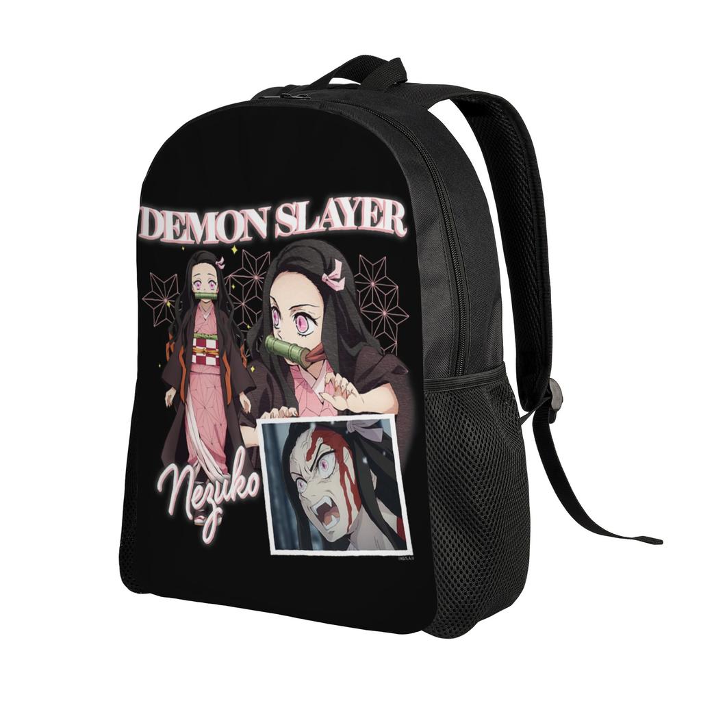 Demon Slayer Backpacks Kimetsu No Yaiba Nezuko Awakened Demon Daypack  Mochila Office Work Retro Washable Rucksack
