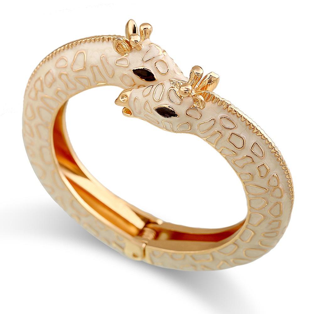 

New Alloy Giraffe Pattern Bracelet Colorful Jewelry Gifts Enamel Cuff Bracelet Adjustable Open Animal Statement Bangle Women бежевий
