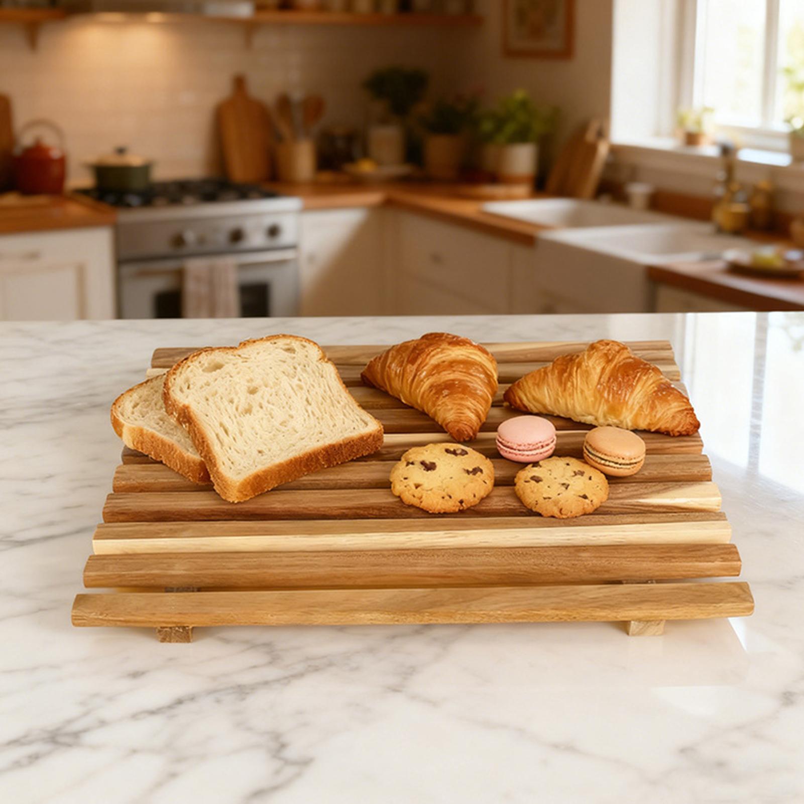 Bread Boards Non-Slip Large Capacity Wooden Baking Supplies Bread Holder Tray For Kneading Slicing Breaking Toast Meat Snack