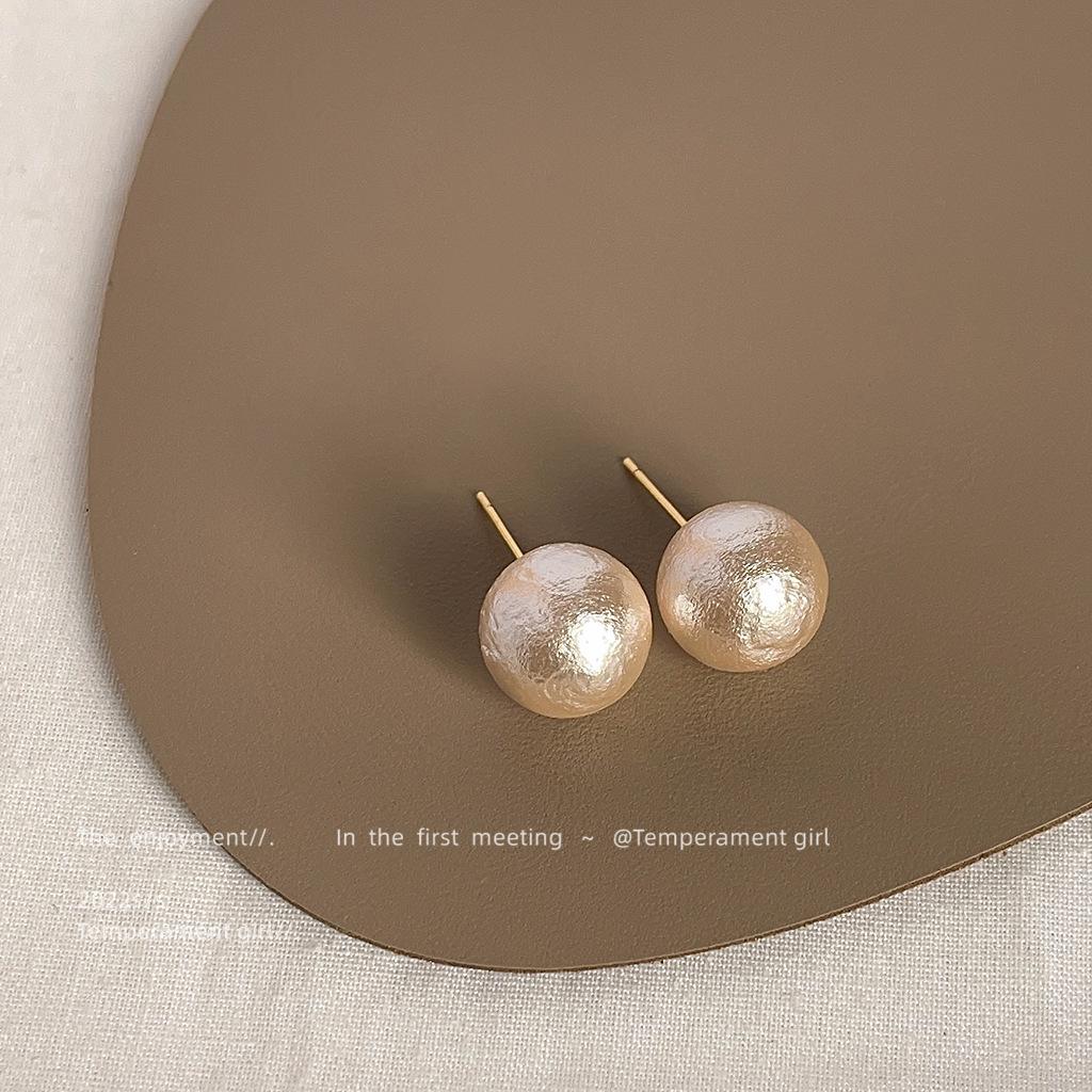 Real cotton big pearl needle stud earrings simple earrings earrings batch