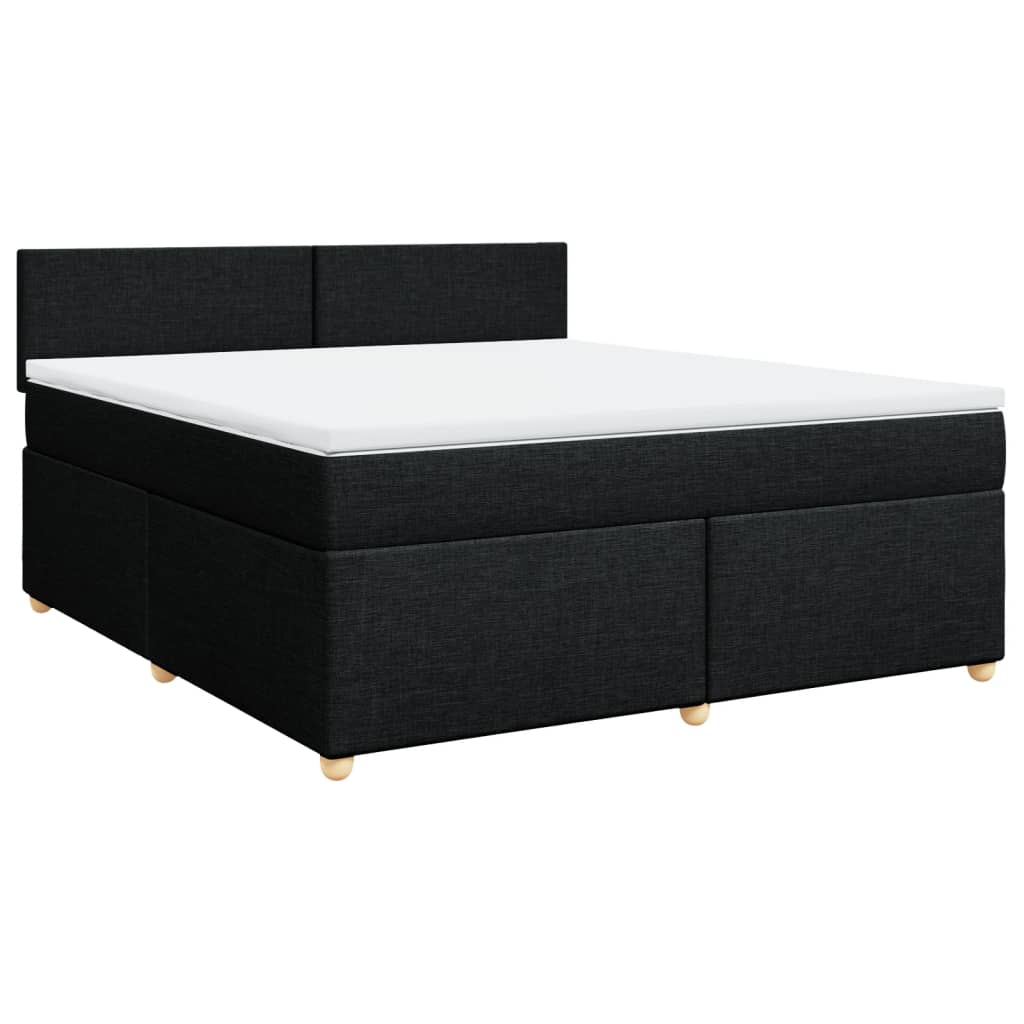 Box Spring Bed with Mattress Black 180x200 Cm Fabric