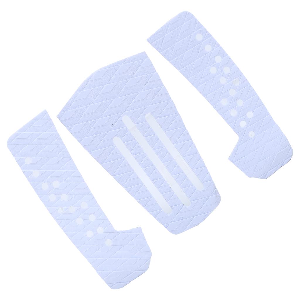 3 Pcs Surfboard Traction Pad AntiSkid MoistureProof Surf Deck Mat for Skimboard Accessories(White )