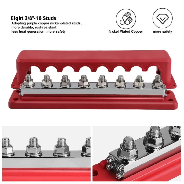 48V 600A 3/8'' Bus Bar Terminals Battery Power Distribution Block With Cover