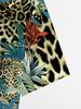 Hawaiian Style Fashion Tropical Leaf and Leopard Print 3D Printed Men's Short Sleeve Shirt, Suitable for Hawaiian Vacation Outings