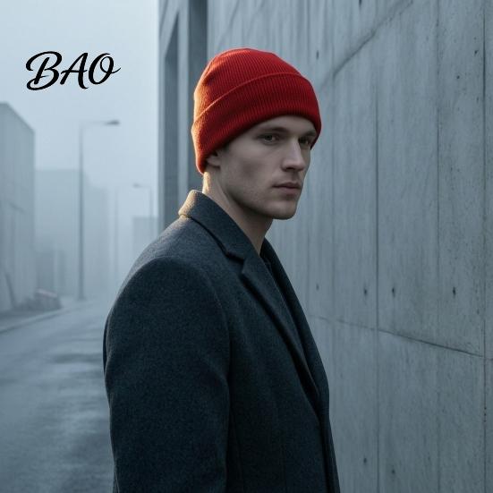 Windproof Winter Headwear Knitted Hat, Unisex Thick Thermal Skull Cap, Cozy Hat Warm Knit for Men Women Outdoor Hiking Jogging