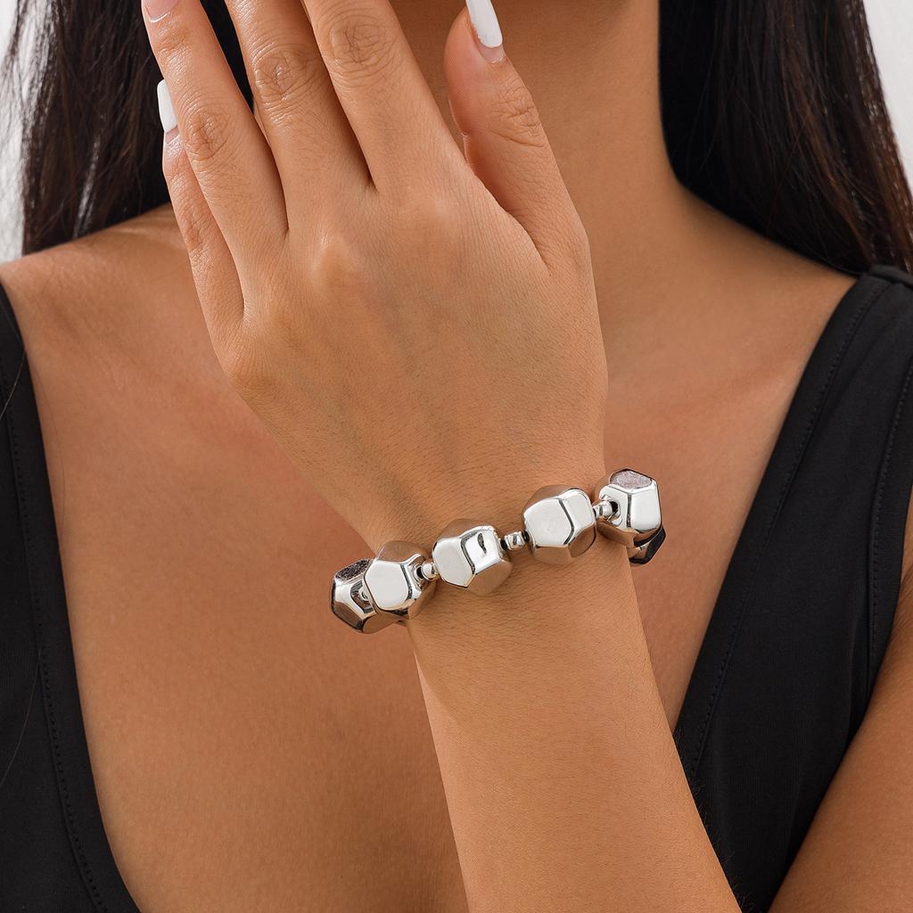 Fashion Exaggerated Irregular Ccb Beaded Bracelet Female, Personalized Geometric Bead Bracelet Bracelet
