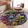 Sprunki Game Pattern Round Rug, Indoor/Outdoor Mat, for Picnic, Gameroom, Bedroom, Office, Living Room, Home Decor Carpet, Birthday Gift