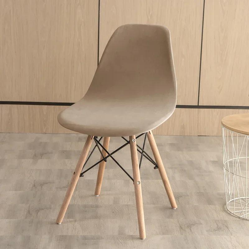 Soft Velvet Shell Chair Cover Stretch Armless Chair Covers Solid Color Elastic Dining Seat Case Wedding Hotel Banquet