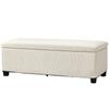 Storage Ottoman Bench, Corduroy Footstool with Removable Lid and Legs, 112cm Storage Chest Box for Living Room, Bedroom, Hallway, Beige