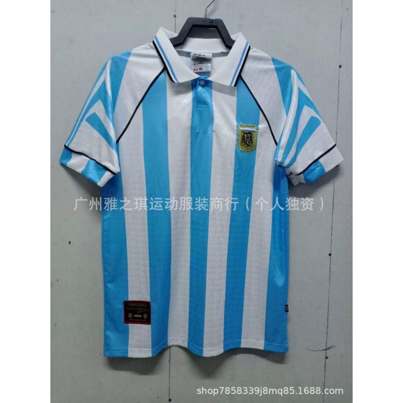 Retro Argentina National Team Soccer Jersey Vintage Football Shirt Men Women Modal Short Sleeve Training Top