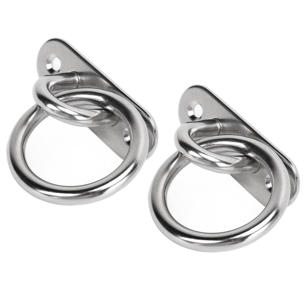 2pcs Stainless Steel Pad Eye Plate High Strength Highly Polished Heavy Duty Pad Eye Plate with Round Rings for Marine