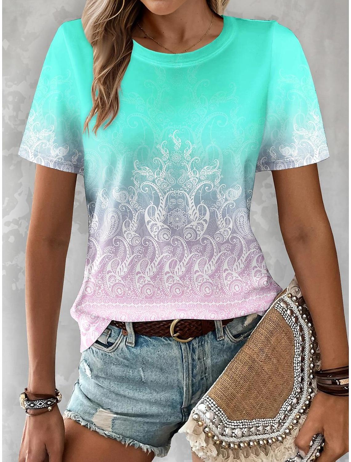 

Футболки с 3D-принтом «Летний рисунок», женская уличная одежда, повседневная мода 2000 года, футболка с коротким рукавом, футболки больших размеров, топы, одежда M