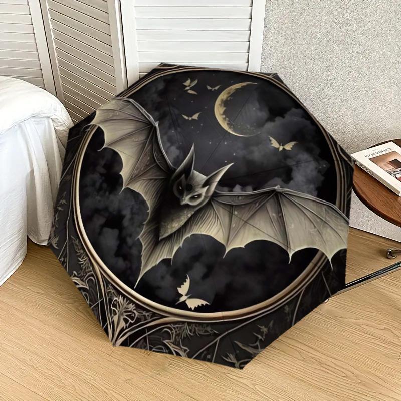 1pc Gothic Bat Moon Night Artwork Umbrella with Plastic Handle,Suitable for All Seasons Home Travel Outdoor UmbrellaDD090