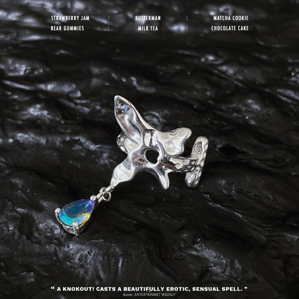 Symphony butterfly texture ear clip ear bone clip niche high-end cold style design trendy earrings