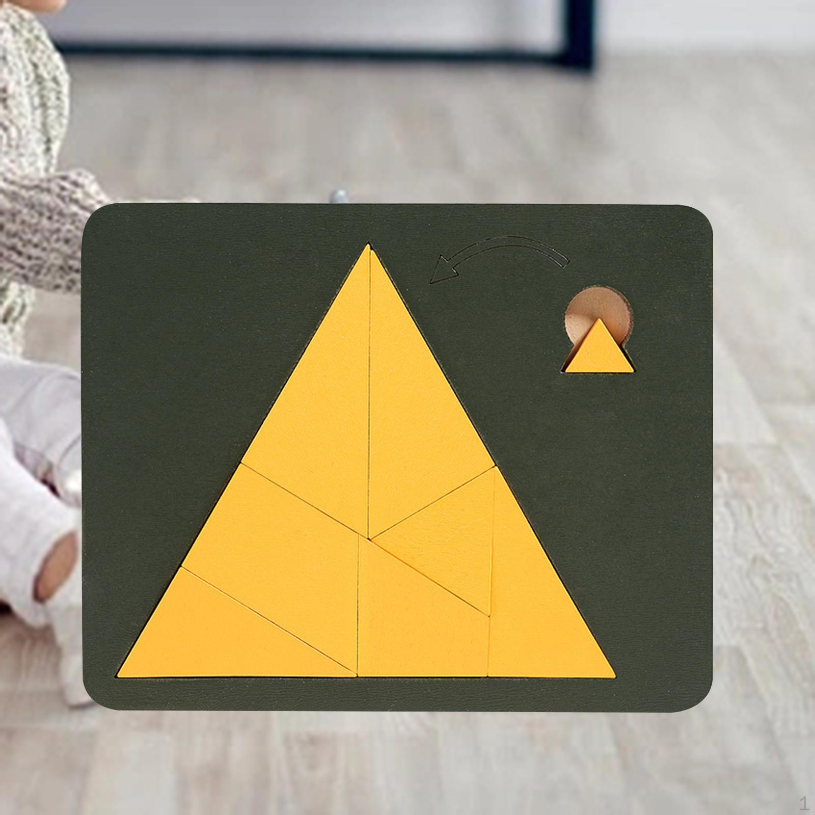 Geometric Shapes Blocks, Wooden Shape Jigsaw Puzzles Board for Kids Style D