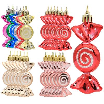 6 uds colgante de Navidad galvanoplastia bola de Navidad de caramelo Adornos de árbol de Navidad decoración del hogar de Año Nuevo