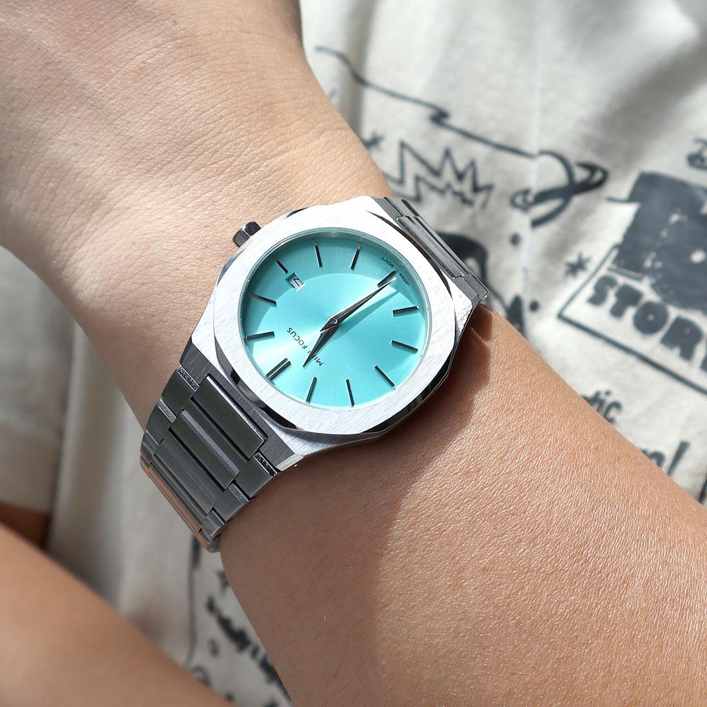 MINIFOCUS Men's Simple Quartz Watch with Stainless Steel Strap Date Display Water-Resistant Stylish Casual Wristwatch