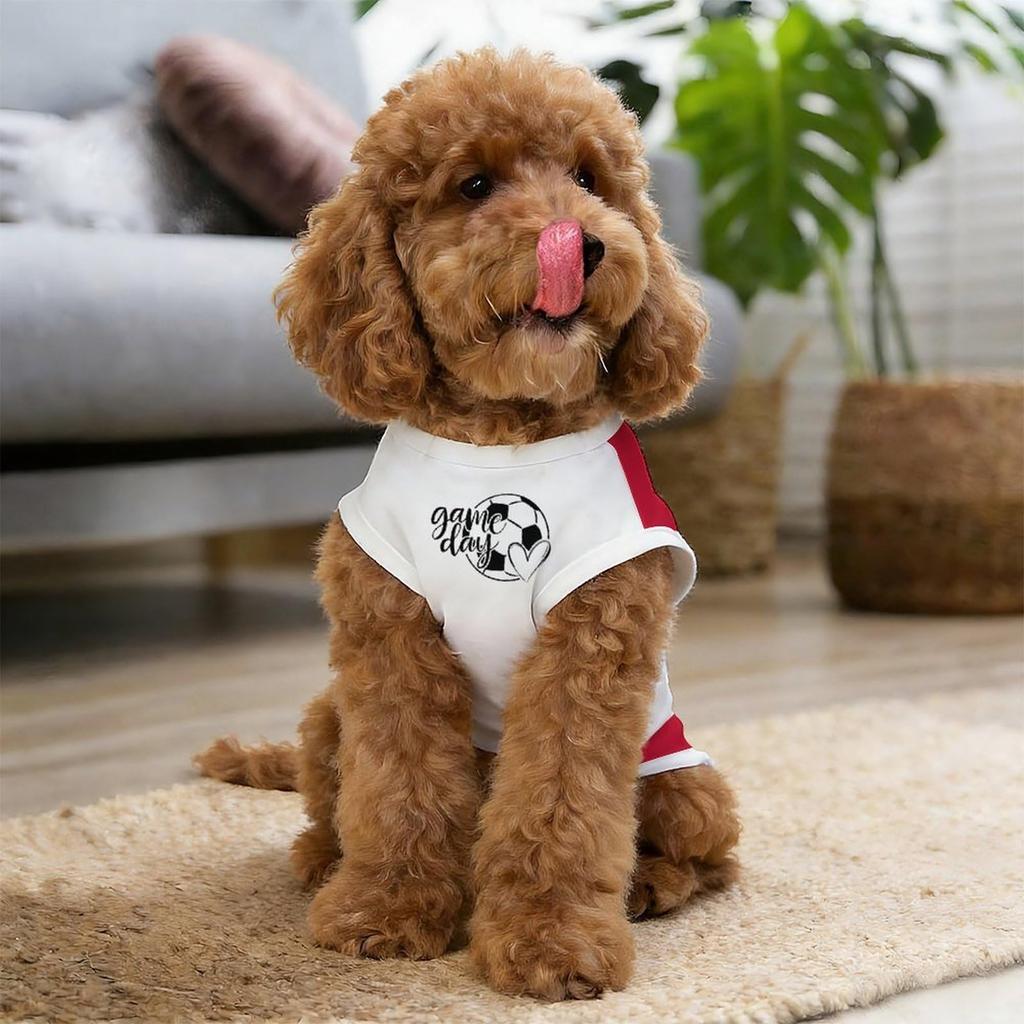 Haustier Fußballtrikot Hundeshirt Weich Bequem Leicht Atmungsaktiv Ärmelloses Design Geeignet für Kleine Mittlere Hunde Fußball-Thema