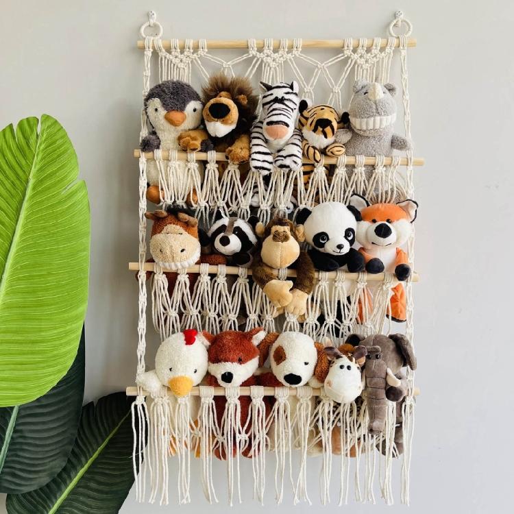 Versatile 3 Layer Toy Storage Net Shelf Stuffed Animal Storage Hammock for Kids