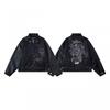 Giacca da Uomo ERD in Ecopelle Ricamata - Stile Hip Hop Vestibilità Larga Nero Capo d'Abbigliamento Casual