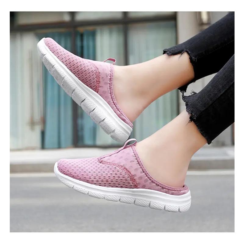 Damskie Klapki Siateczkowe Oddychające Wsuwane Wygodne Codzienne Lekkie Buty Wewnętrzne Zewnętrzne