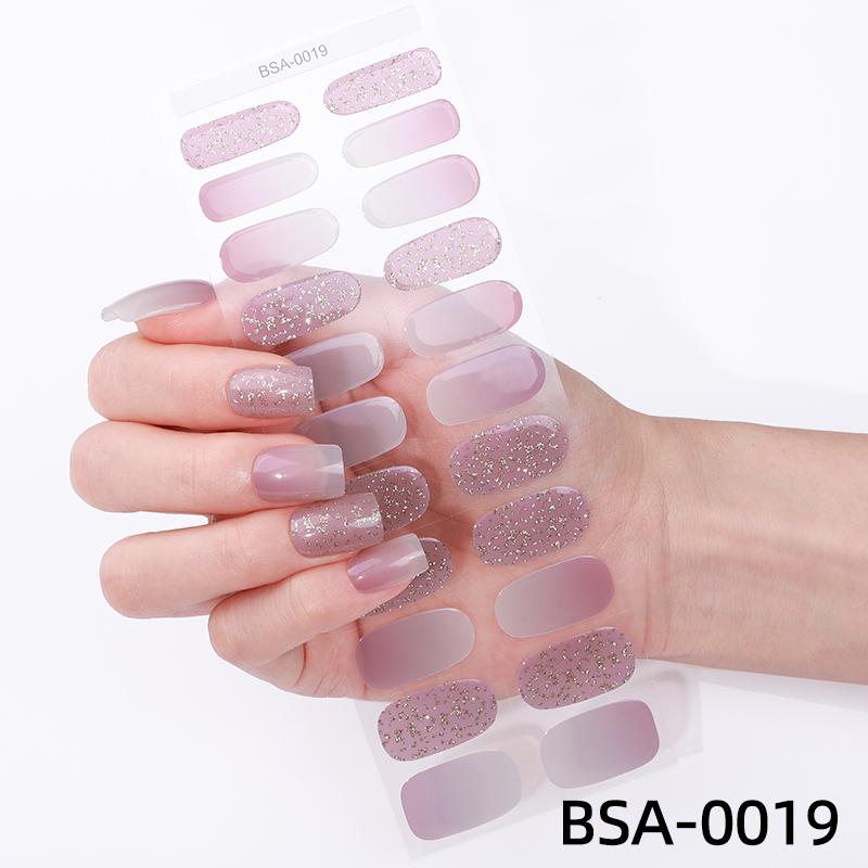 Hot Selling High Quality Low Price Glitter UV Free Gel Nail Stickers Long Lasting Nail Stickers Uv Free Gel Nail Stickers
